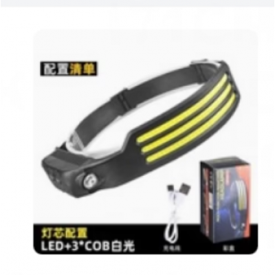 Rechargeable COB LED HeadLamp with Motion Sensor Built-in Battery